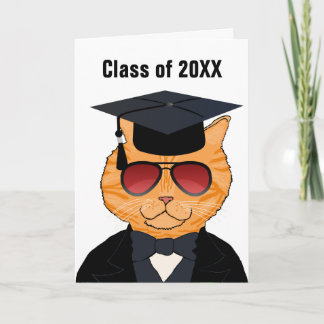 Tarjeta Funny Cool Cat Cartoon Graduation Congratulations