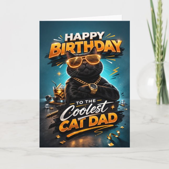 Tarjeta Funny Cool Cat Dad Happy Birthday Card for Men (Anverso)