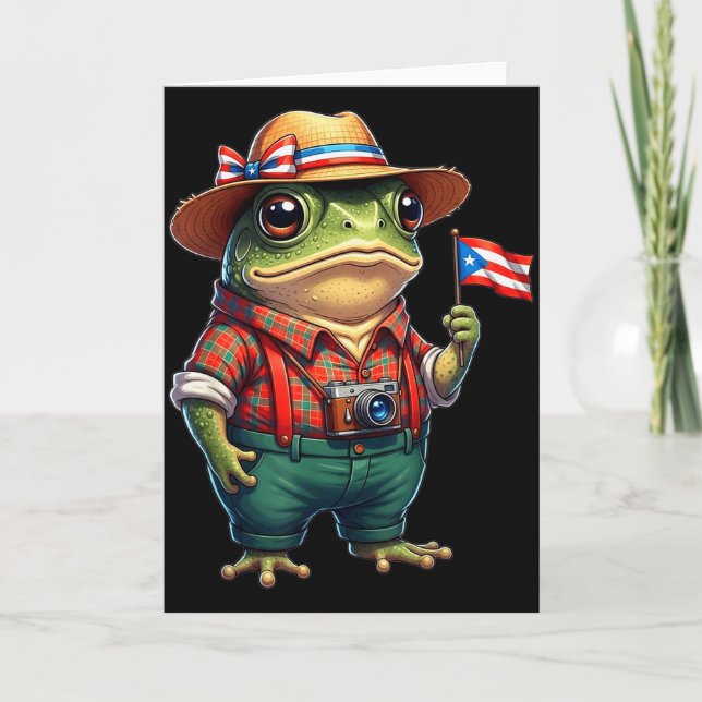 Tarjeta Funny Coqui Frog Puerto Rico Flag Taino Boricua Hi (Anverso)