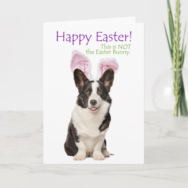 Tarjeta Funny Corgi Easter Card (Anverso)