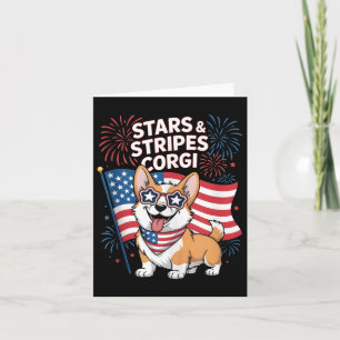 Tarjeta Funny Corgi Equipo Estadounidense Patriótico Cuart