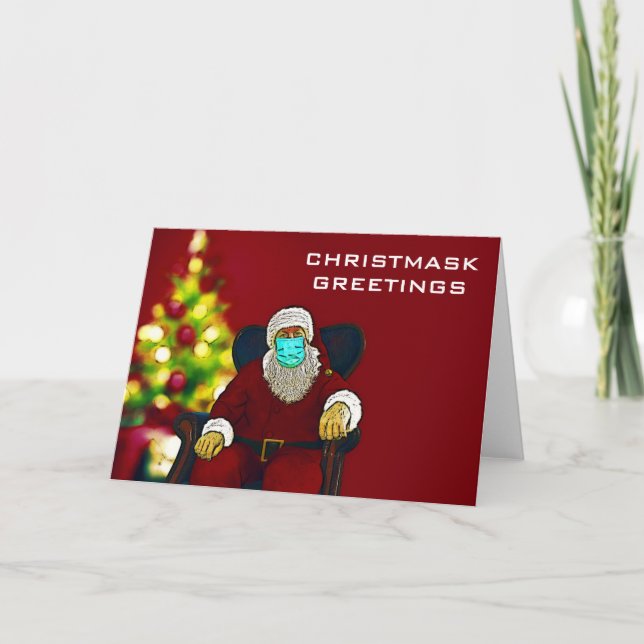 Tarjeta Funny Coronavirus Navidades Covid Santa Face Mask (Anverso)