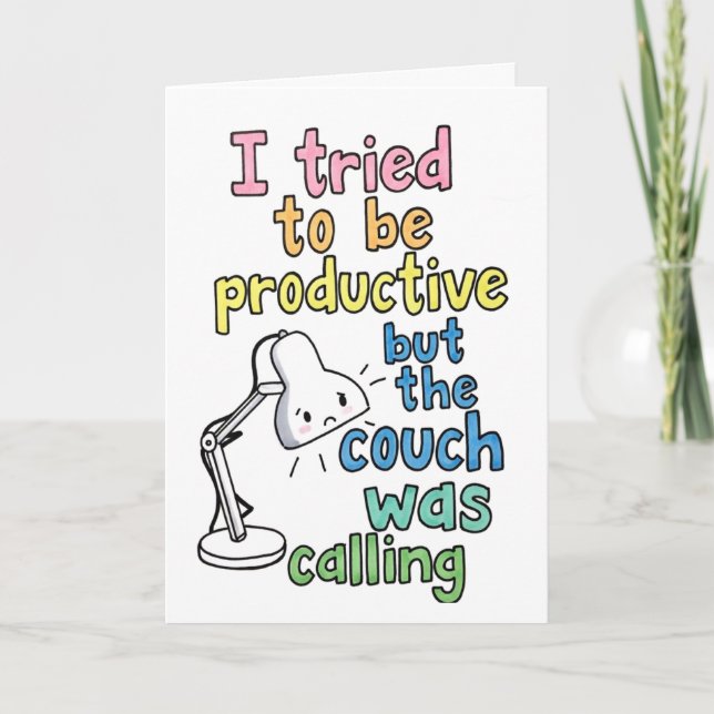 Tarjeta Funny "Couch Was Calling" Productive Work Humor (Anverso)