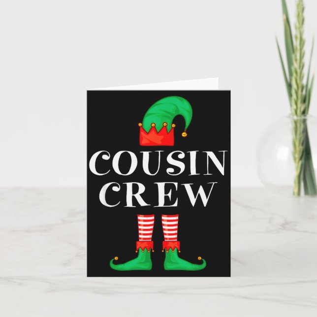 Tarjeta Funny Cousin Crew Elf Christmas Elf Cousin Sweater (Anverso)