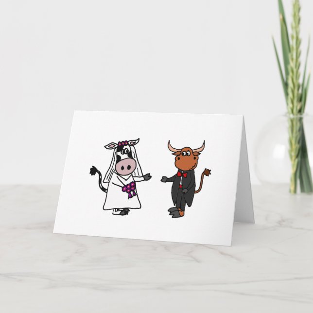 Tarjeta Funny Cow and Bull Boda (Anverso)