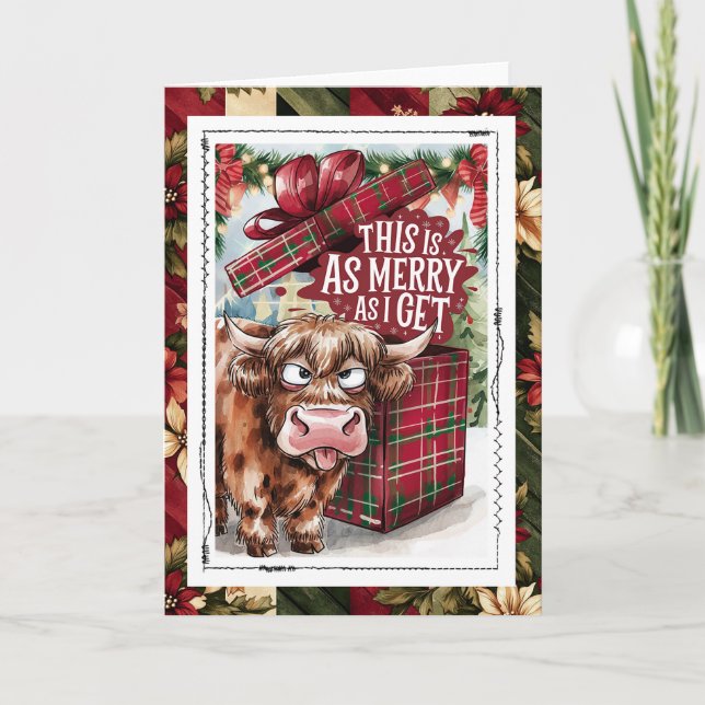 Tarjeta Funny Cow Christmas This Is As Merry As I Get (Anverso)