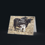 Tarjeta Funny Cow Happy Birday Card<br><div class="desc">Graciosa tarjeta de cumpleaños con una linda vaca enfermería su ternera y dice: "Feliz cumpleaños".</div>