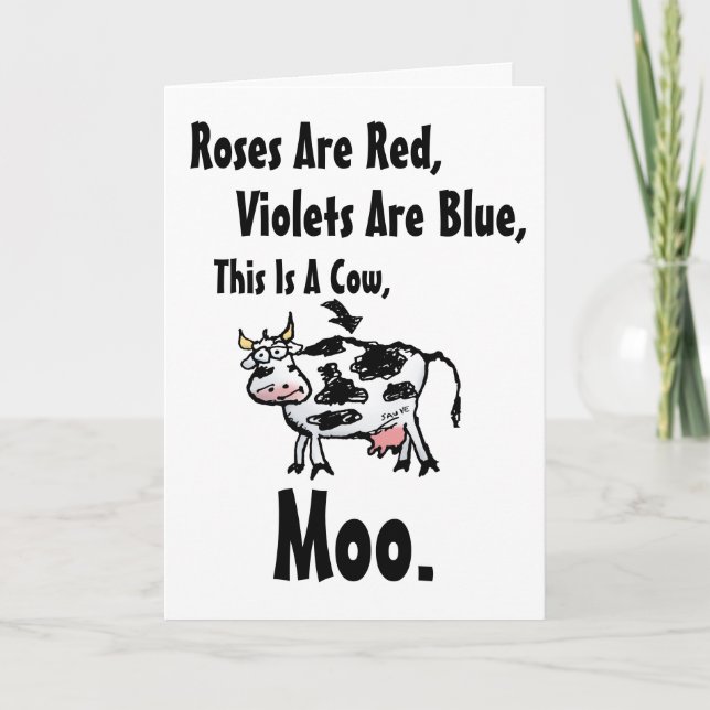 Tarjeta Funny Cow Poem Birday Card (Anverso)
