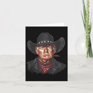 Tarjeta Funny Cowboy Occidental Donald Trump Bandera Estad