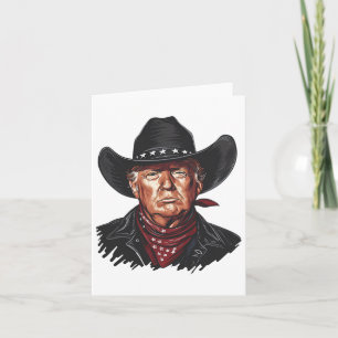 Tarjeta Funny Cowboy Occidental Donald Trump Bandera Estad