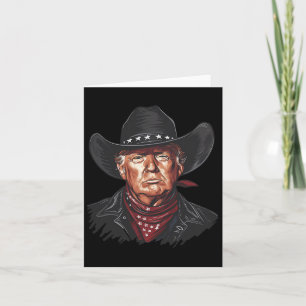 Tarjeta Funny Cowboy Occidental Donald Trump Bandera Estad