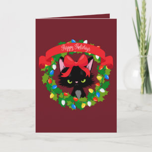 Tarjeta Funny Cranky Cat Navidades