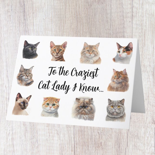 Tarjeta Funny Crazy Cat Lady Birthday Card (Subido por el creador)