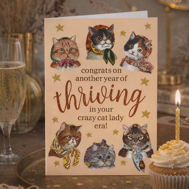 Tarjeta Funny Crazy Cat Lady Era Colorful Happy Birthday  (Subido por el creador)