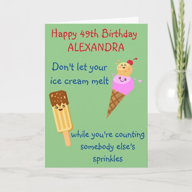 Tarjeta Funny Crema de Hielo de Cumpleaños Rompe Humor Kaw (Anverso)