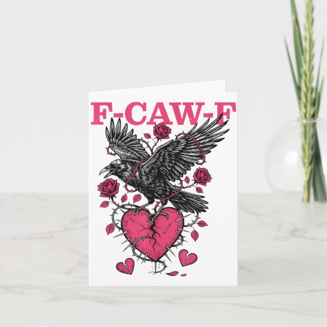 Tarjeta Funny Crow F-caw-f Valentines Day Black Bird Fcawf (Anverso)