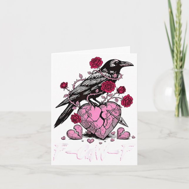Tarjeta Funny Crow F-caw-f Valentines Day Black Bird Fcawf (Anverso)