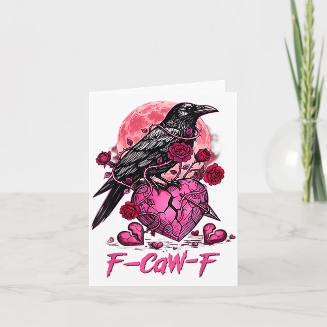 Tarjeta Funny Crow F-caw-f Valentines Day Black Bird Fcawf (Anverso)