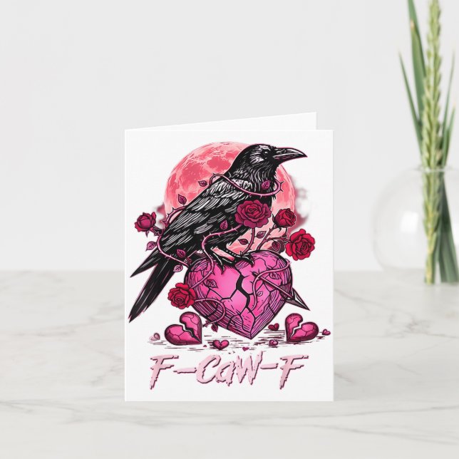 Tarjeta Funny Crow F-caw-f Valentines Day Black Bird Fcawf (Anverso)