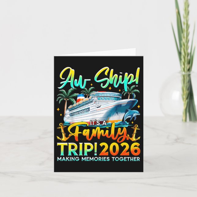 Tarjeta Funny Cruise Ship Family Trip Vacation 2026 Reunio (Anverso)