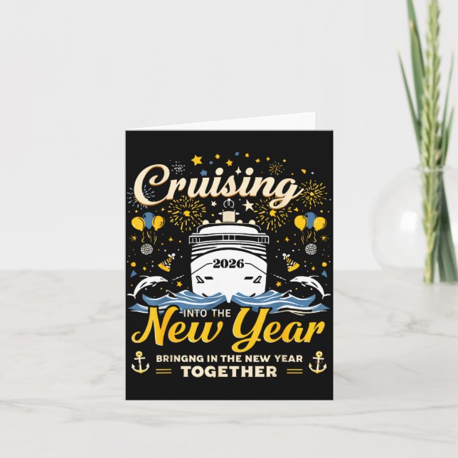 Tarjeta Funny Cruising Into 2026 New Year Matching Family  (Anverso)