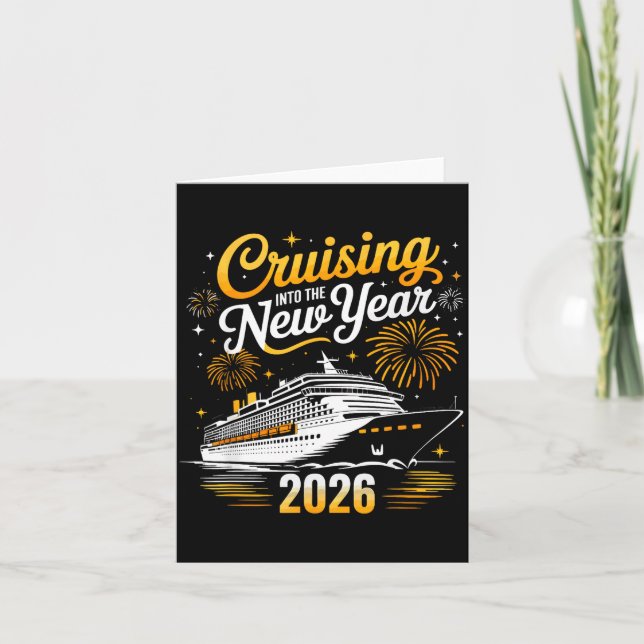 Tarjeta Funny Cruising Into 2026 New Year Matching Family  (Anverso)