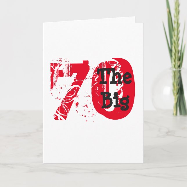 Tarjeta Funny cumpleaños 70, gran rojo, texto negro sobre  (Anverso)