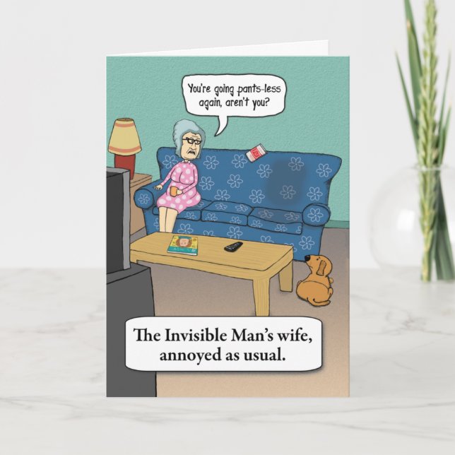 Tarjeta Funny cumpleaños de mujer invisible de hombre invi (Anverso)