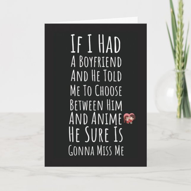 Tarjeta Funny Cute Anime Cards For Her Girls Women Humor  (Anverso)
