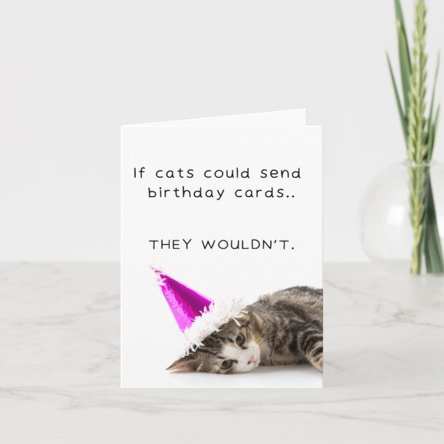 Tarjeta Funny Cute Bored Cat Birday Card (Anverso)