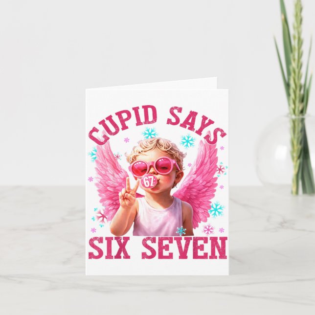 Tarjeta Funny Cute Cud Says Six Seven Valentine's Day 67 M (Anverso)