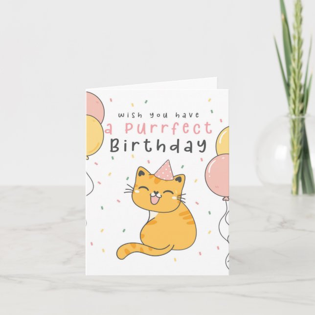 Tarjeta Funny Cute Ginger Cat Kitten Birday Card (Anverso)