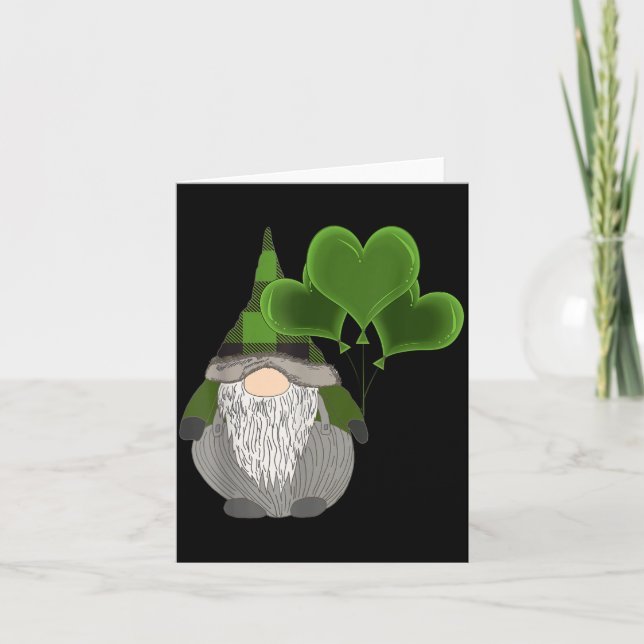 Tarjeta Funny Cute Irish Gnome St Patricks Day Heart Ballo (Anverso)