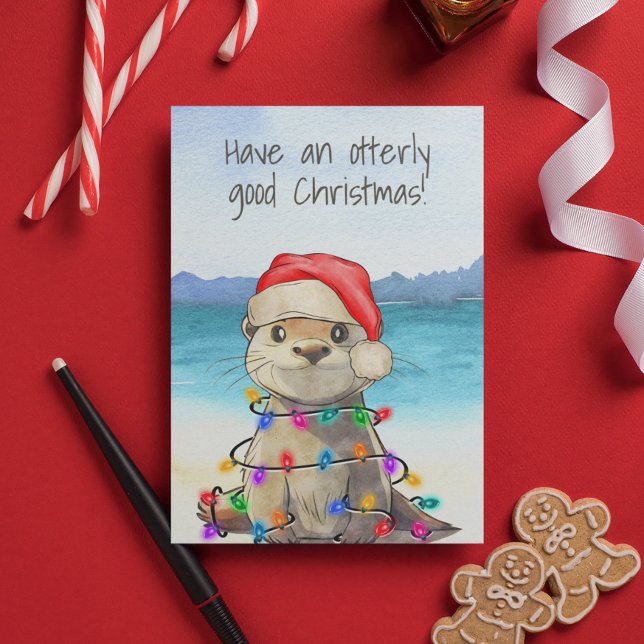 Tarjeta Funny Cute Otter Navidades Card (Subido por el creador)