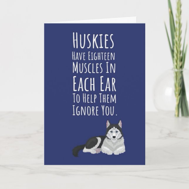 Tarjeta Funny Cute Siberian Husky Cards Pet Lover Dog (Anverso)