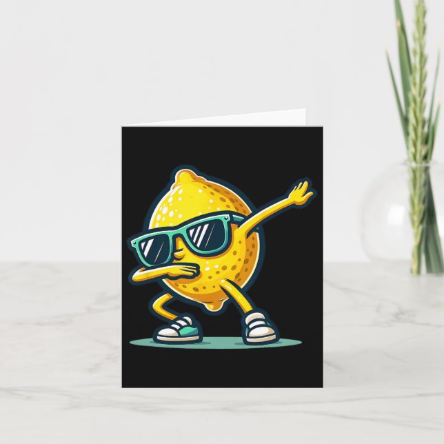 Tarjeta Funny Dab Lemon Dancing Dabbing Fruto Retro 2 (Anverso)