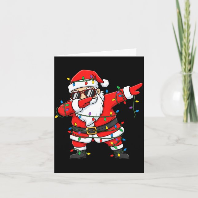 Tarjeta Funny Dabbing Santa Xmas Lights Men Boys Girls Chr (Anverso)