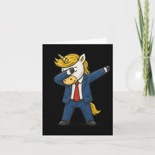 Tarjeta Funny Dabbing Unicornio Trump Patriótico Dab Pose  (Anverso)