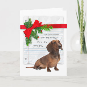 Tarjeta Funny Dachshund Buenos Chicas Navidades