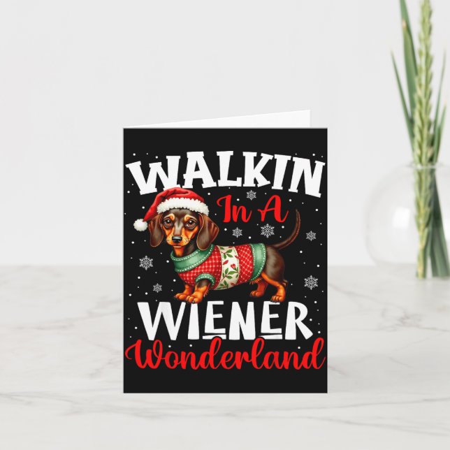 Tarjeta Funny Dachshund Cute Christmas Dog Lover Walking I (Anverso)