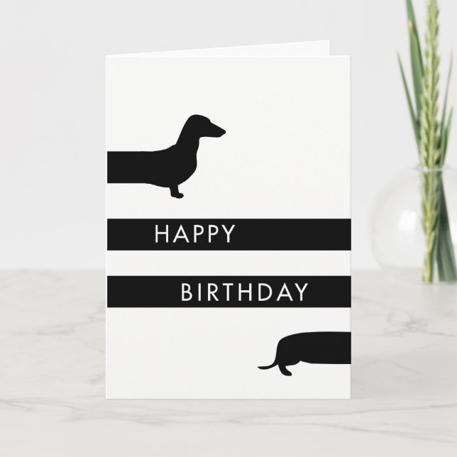 Tarjeta Funny Dachshund Feliz Cumpleaños (Anverso)