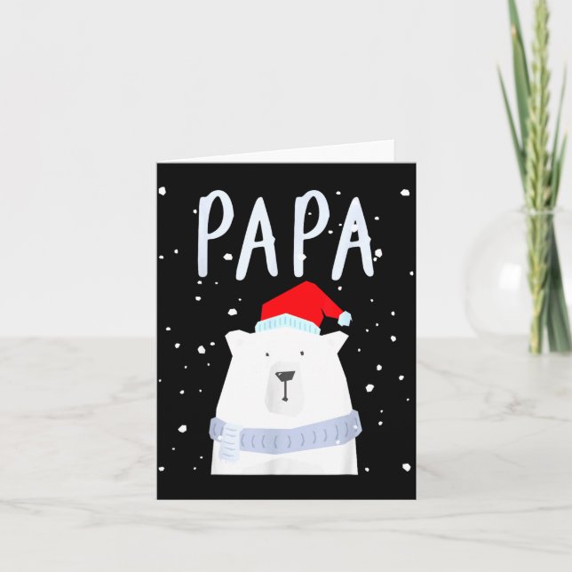 Tarjeta Funny Dad Bear Christmas Saint Hat Couples Family  (Anverso)