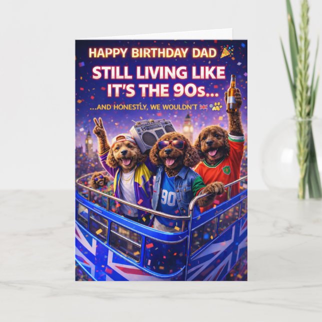Tarjeta Funny Dad Birthday Card Dog 90s Cockapoo (Anverso)