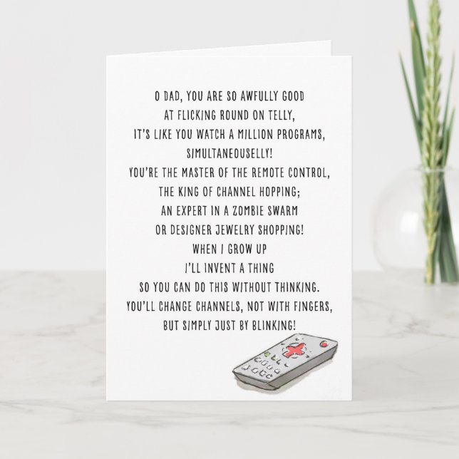 Tarjeta Funny Dad TV Sports Fan Valentcard (Anverso)