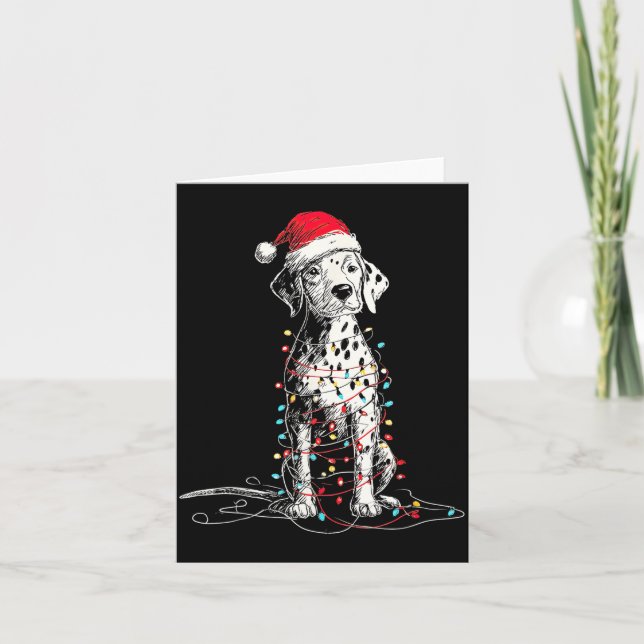 Tarjeta Funny Dalmatian Christmas Graphics Dog Lights Love (Anverso)