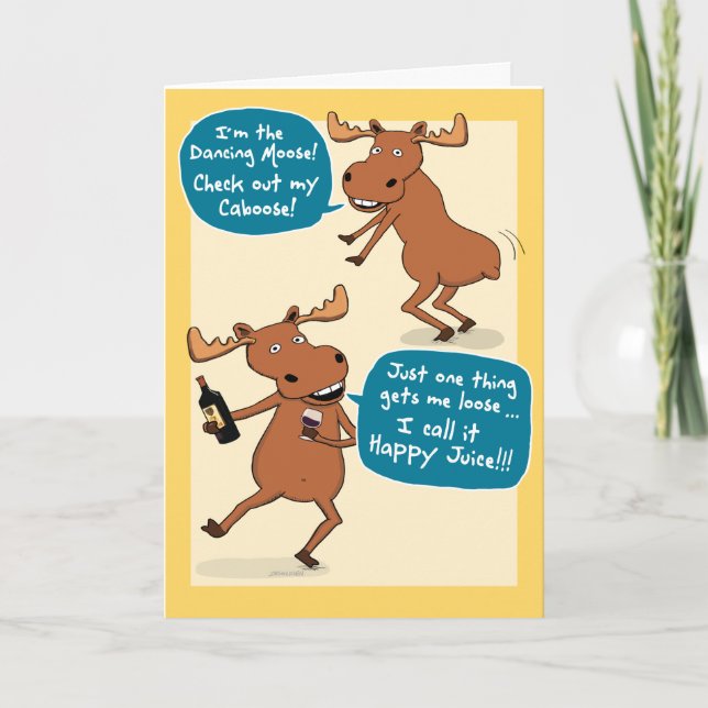 Tarjeta Funny Dancing Moose Birday Card (Anverso)
