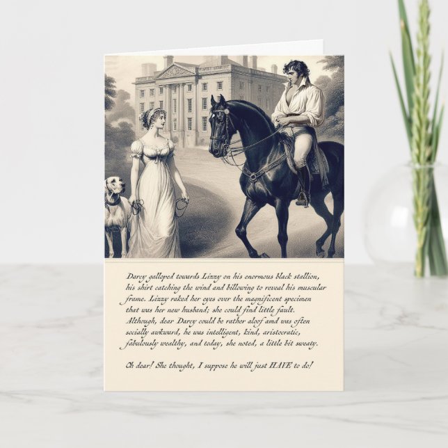 Tarjeta Funny Darcy Pride and Prejudice Jane Austen Card  (Anverso)