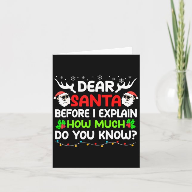 Tarjeta Funny Dear Santa I Can Explain Christmas For Kids  (Anverso)