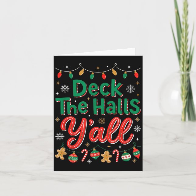 Tarjeta Funny Deck The Halls Y’all Christmas Humor  (Anverso)
