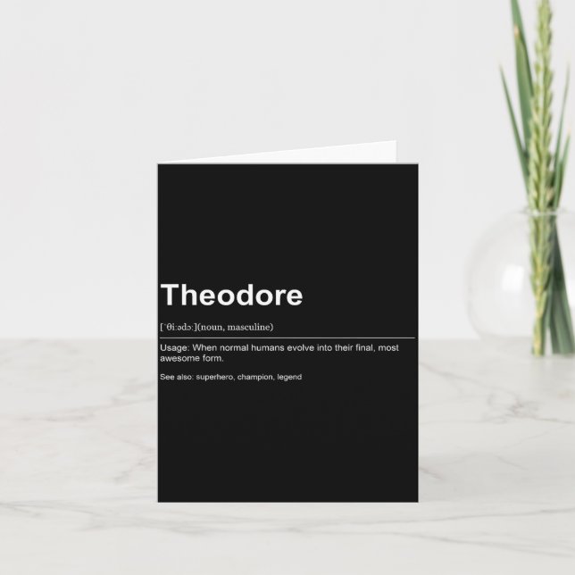 Tarjeta Funny Definition Quote For The Name Theodore _  (Anverso)